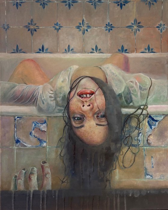 Rusalka taking a bath