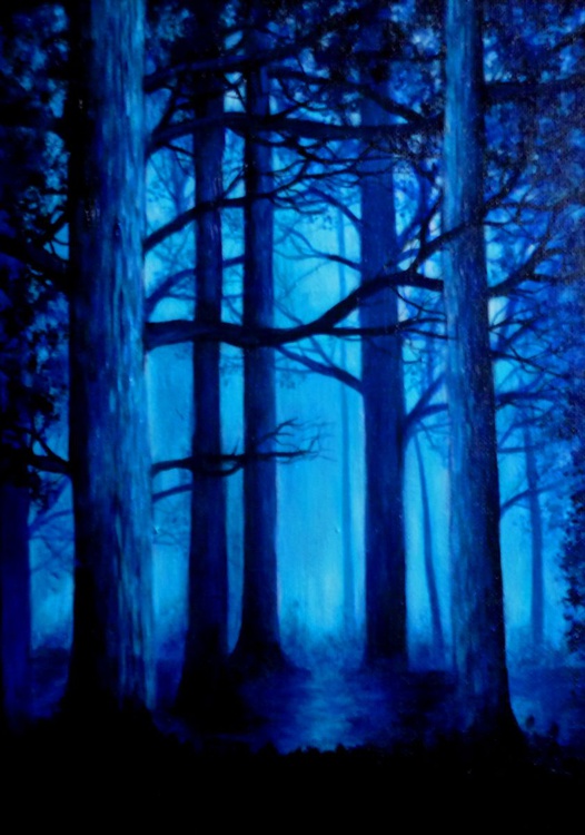 Deep Dark Forest Acrylic Painting By Linzi Fay Artfinder