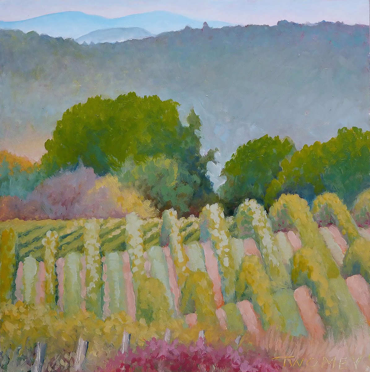 Impressionistic Landscape Giclee Print By Catherine Twomey, 16 X 16, Barboursville Vineyards Limited Edition, Original Artwork