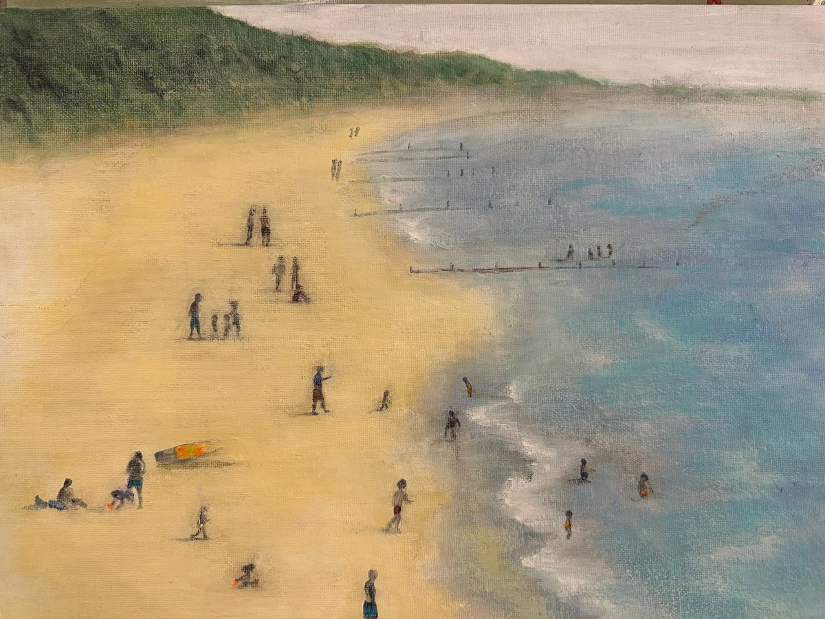 Beach people - Lowry’s people having a chill  from the factory by Clare Hoath
