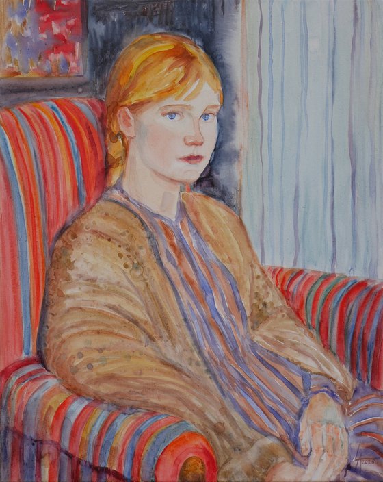 A girl in the old cardigan