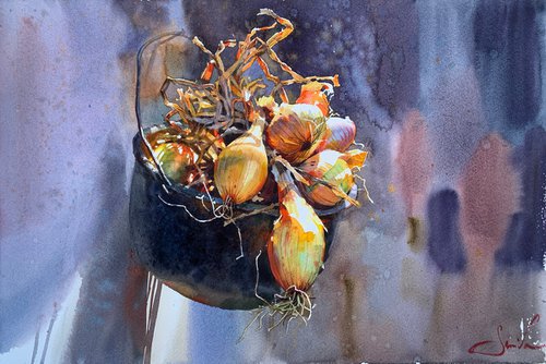 Still life onion by Samira Yanushkova