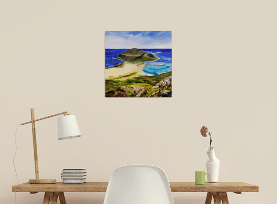 Cyprus, Greece, original landscape sea island oil painting, Gift, bedroom painting