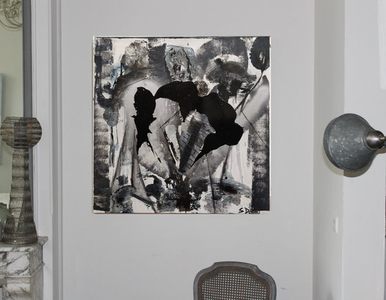 Abstract Art black birds in storm Acrylic & Mixed Media  100x100