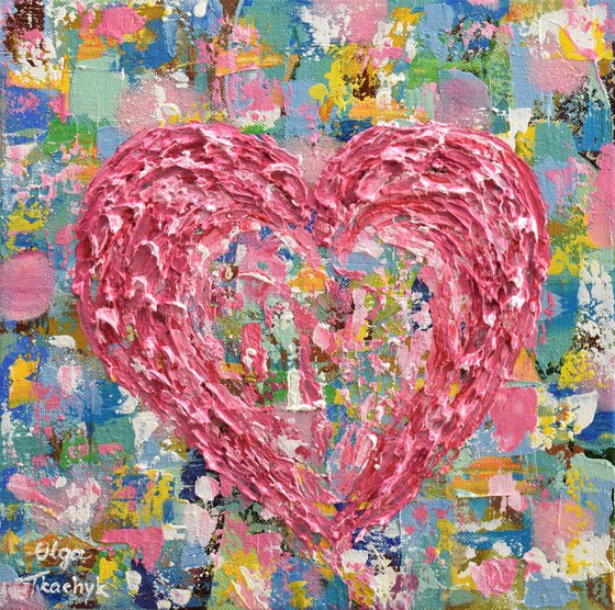 Pink Heart - Original Acrylic Painting