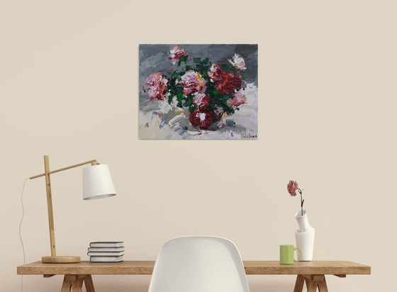 Pink roses Original acrylic  painting