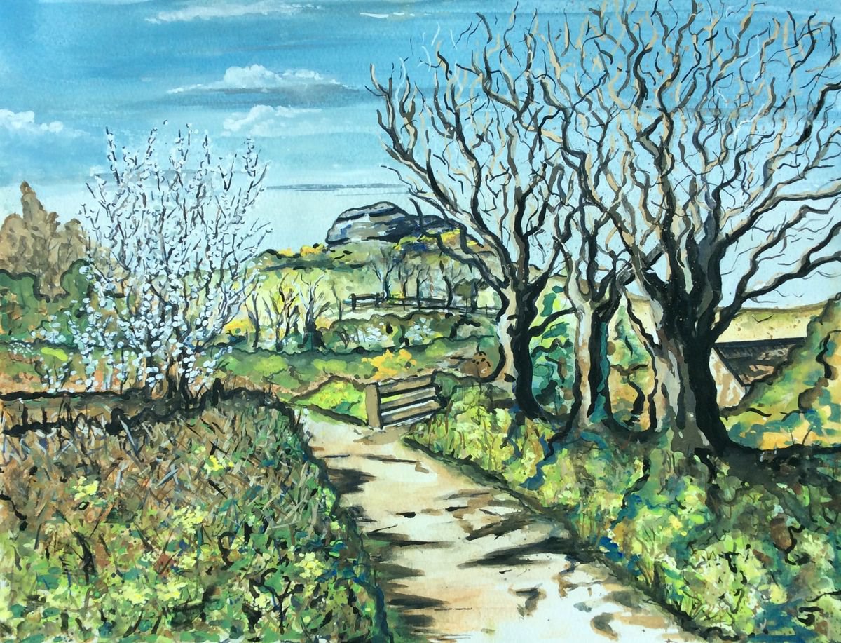 Landscape Painting By Lucy Smerdon, 16 X 12", Heltor Rock, Original Artwork