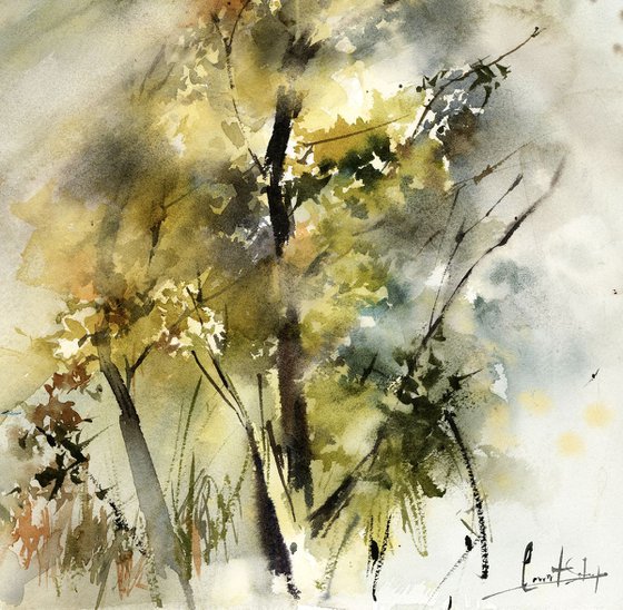 Light through the tree Watercolor Painting