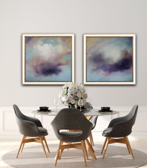 Clouds of Peace; Diptych (two) paintings