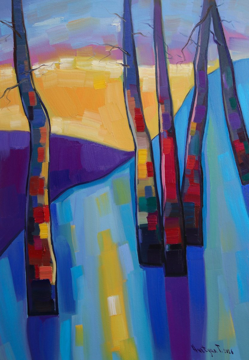 Evening Trees By Tigran Avetyan, 14 X 20, Artwork For Sale On Artfinder