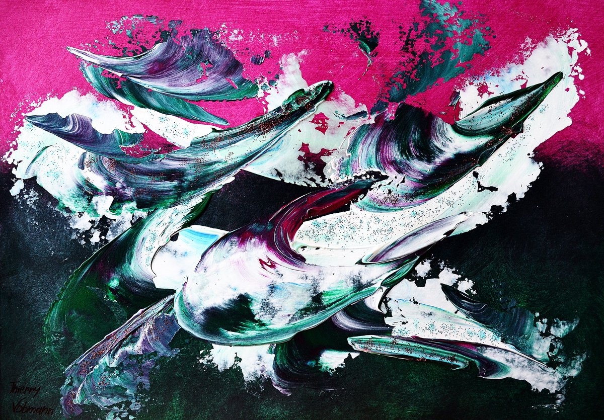 Abstract Acrylic Painting By Thierry Vobmann. Abstract ., 17 X 12", Ideal Gift 139, Original Artwork