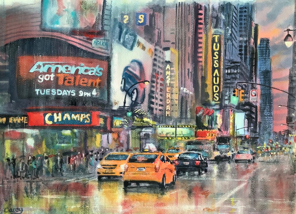 Impressionistic Cityscapes Watercolour By Darren Carey, 15 X 11, New York Venues, Original Artwork
