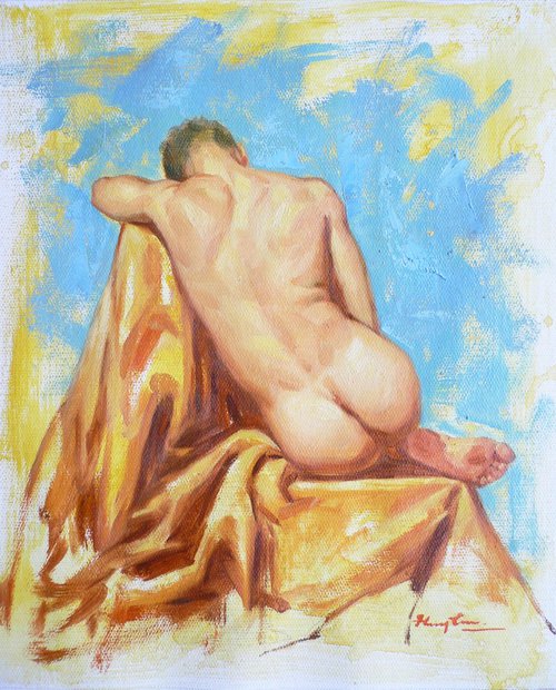 Oil painting art male nude  #16-10-5-02 by Hongtao Huang