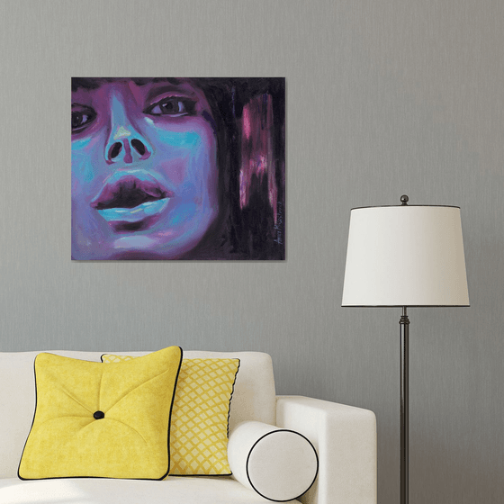 Electric Blue Female Portrait — Striking