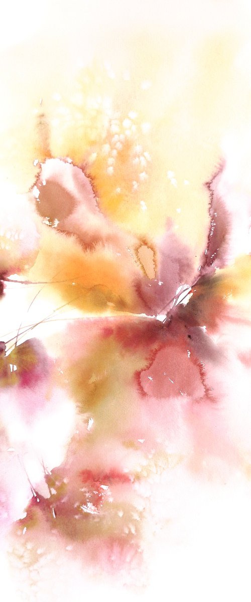 Yellow abstract flowers by Olga Grigo