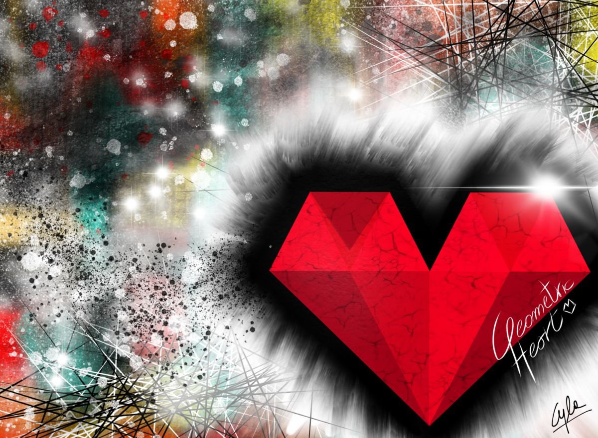 GEOMETRIC HEART 2 | 2012 | Digital Painting on Paper | High Quality | Unique Edition| Simo... by Simone Morana Cyla