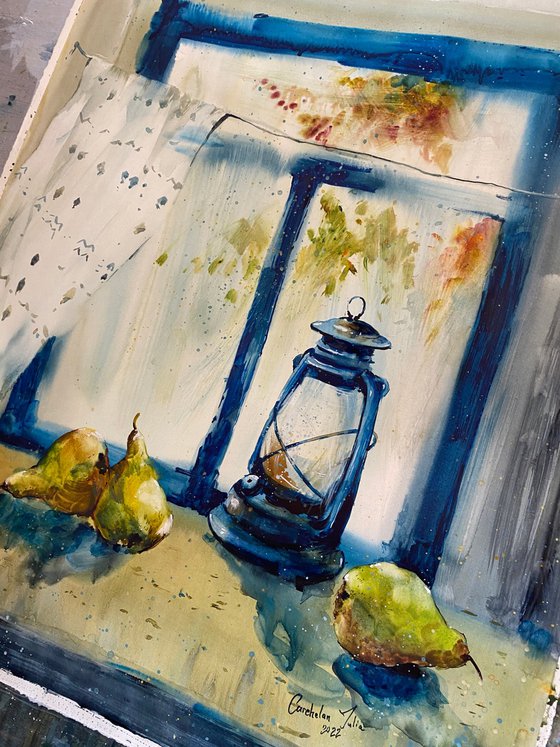 Sold Watercolor “Window lamp” perfect gift