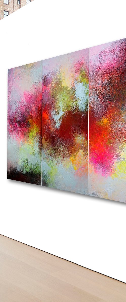 150x100cm. / Abstract Painting / 3 in 1 / Full Bloom by Alex Senchenko