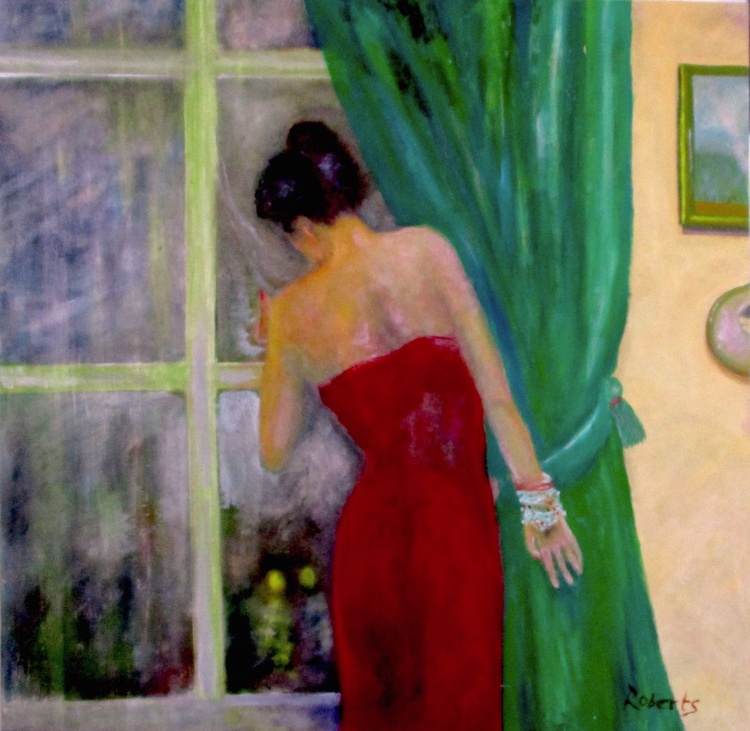 Woman In Red Oil Painting By Rosalind Roberts Artfinder
