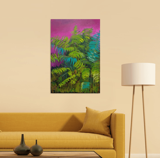 Fern in Magenta Sky