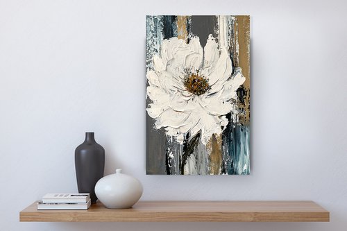 White Gentle abstract flower. Whispers of Petals by Marina Skromova