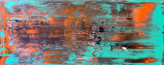 "Trip The Light Fantastic" - Original PMS Large Abstract Acrylic Painting On Canvas - 40" x 16"