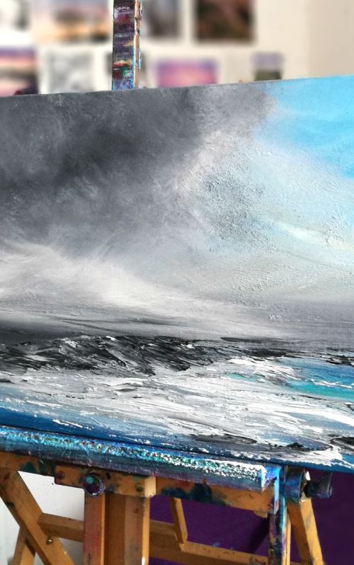 Seascape, Come Rain or Shine  - Panoramic, XL, Modern Art Office Decor Home by Mel Graham