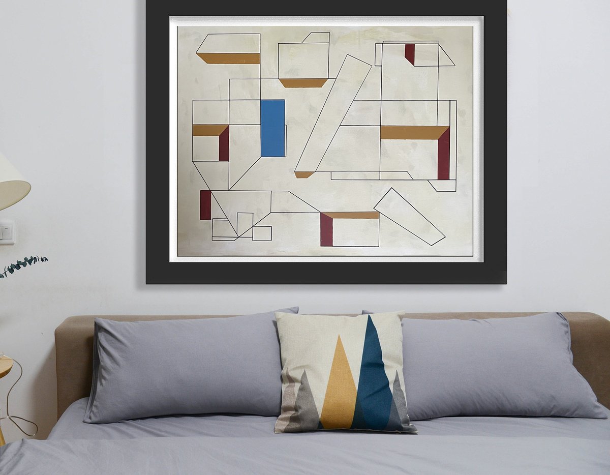 Geometric Abstract Acrylic Painting By Nick Molloy, 43 X 35", Deconstruct #10, Original Artwork