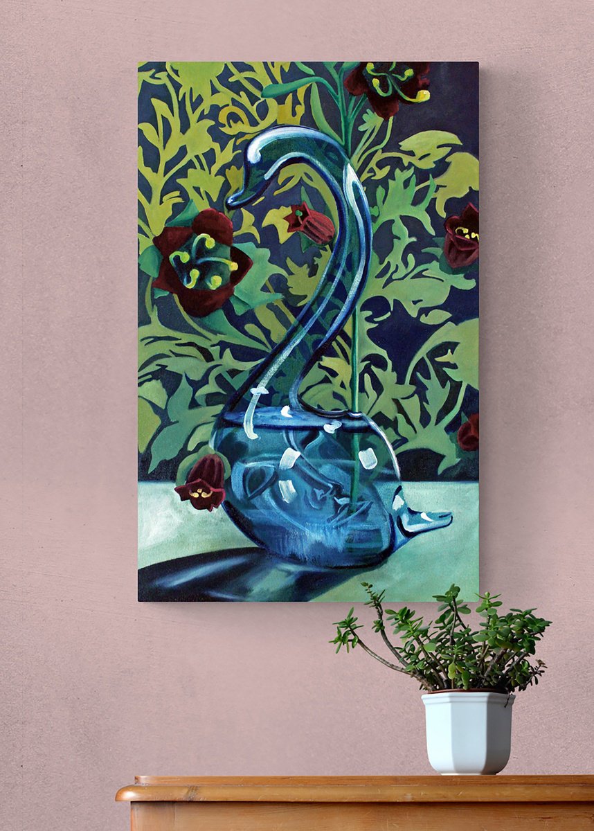 Surrealistic Botanical Oil Painting By Ben Stephenson, 17 X 28, The Hunter