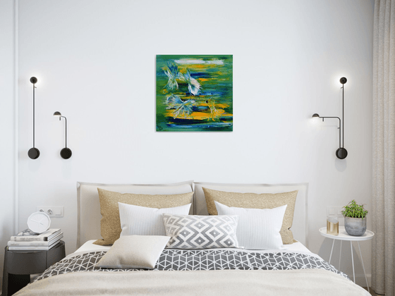 Between sea and sky - free shipping - palette knife painting - Abstract - ready to hang
