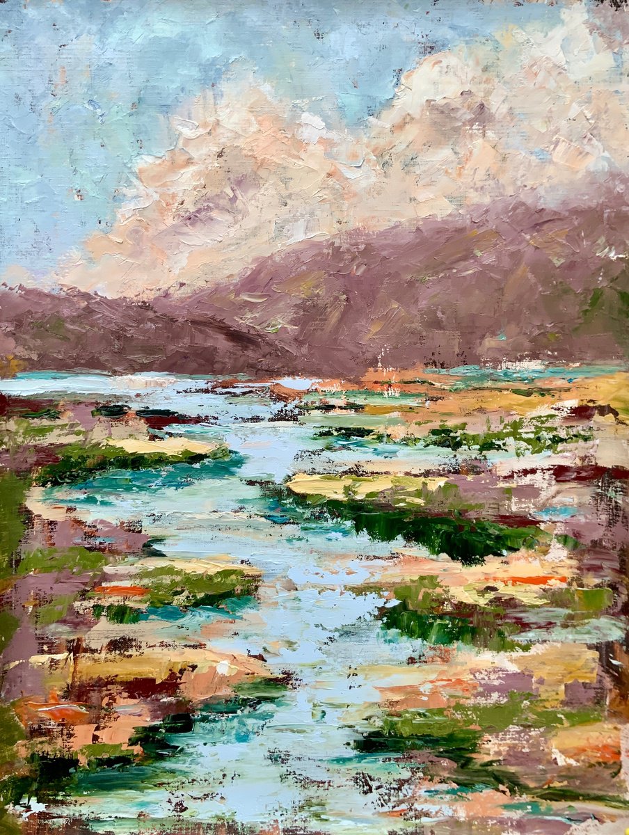 Impressionistic Landscape Oil Painting By Alexandra Jagoda (Ovcharenko), 24 X 31, Whispers Of The Marshland, Original Artwork