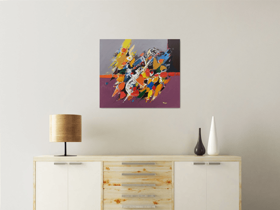 Abstract Cellist (70x60cm, oil painting, modern art, ready to hang, music painting)