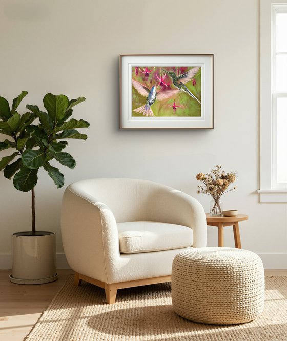 Colibri in flight. Flying