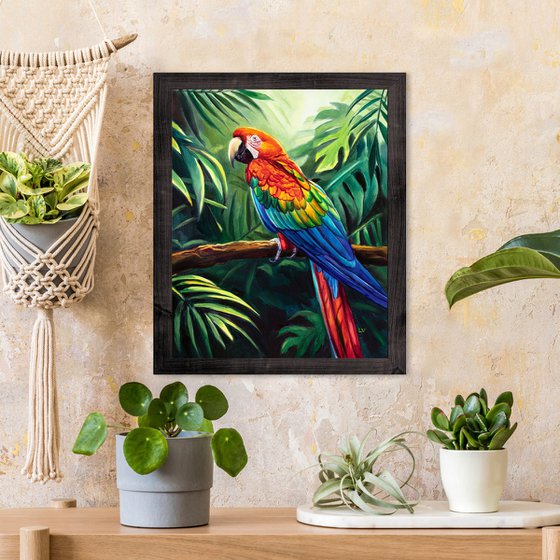 Scarlet macaw parrot in the jungle