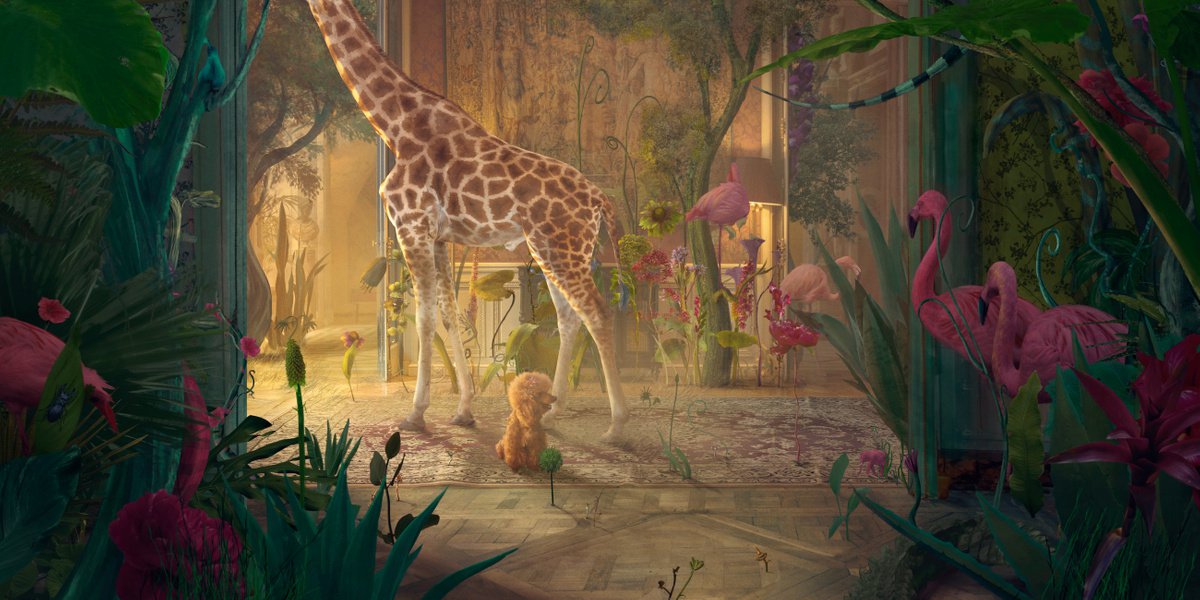 Surrealistic Animal Photograph By Nikolina Petolas, 45 X 22", Herbalist, Original Artwork