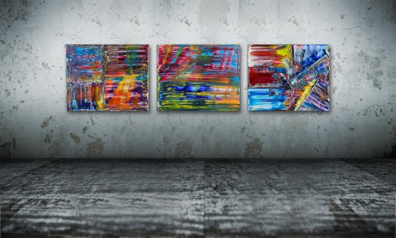 "You Know How We Do" - Save As A Series - Original PMS Oil Painting Triptych on Canvas- 60 x 16 inches