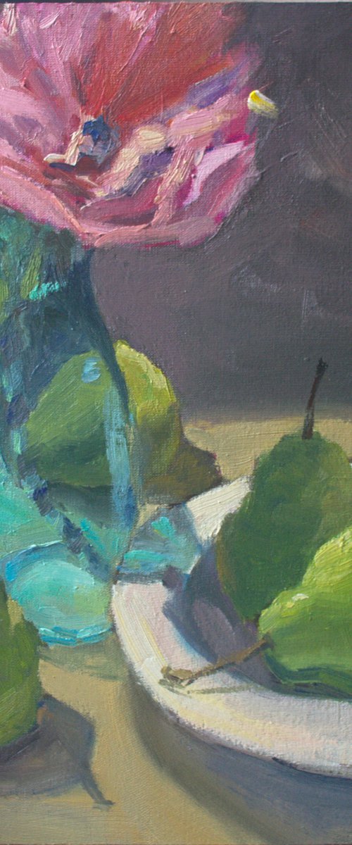 Pears under the sun - Still Life Painting, One of a kind artwork, Home decor by Nithya Swaminathan