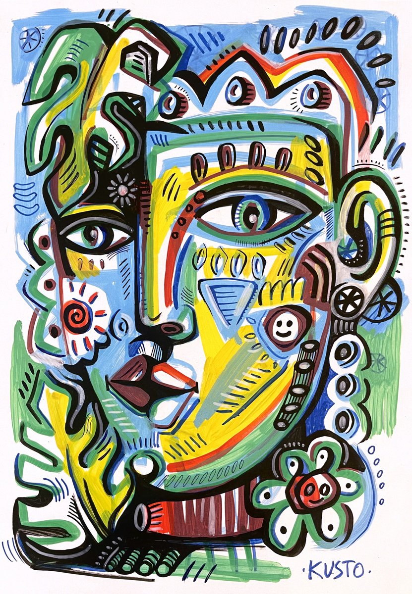 Impressionistic Ink Drawing , Kiss In The Jungle By Daria Kusto, 8 X 12, Artwork For Sale On Artfinder