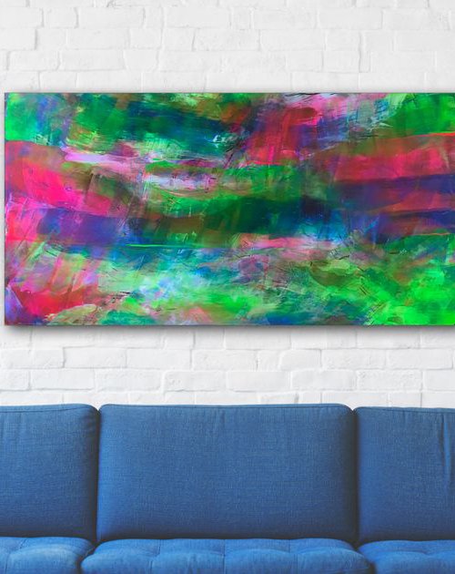 "Joker's Dream" - FREE USA SHIPPING - Original Large PMS Acrylic Painting On Board - 48 x 24 inches by Preston M. Smith (PMS)