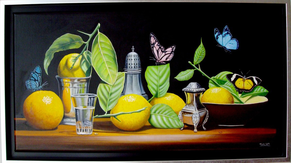 Flemish lemons with butterflies and silverware by Jean-Pierre Walter