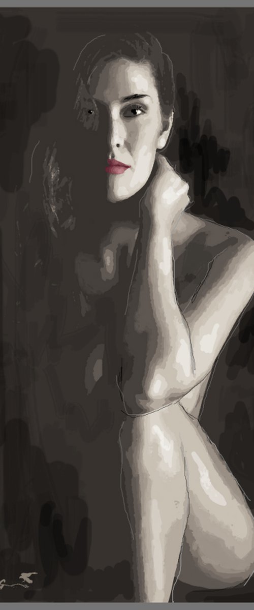 NUDE IN BLACK AND GREY #7  27"X45.5" by Joe McHarg