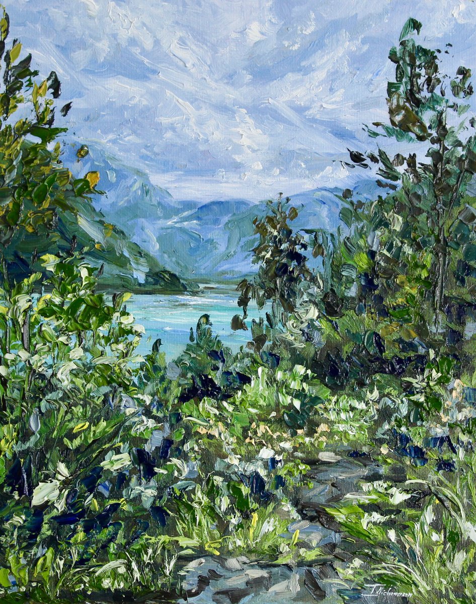 Impressionistic Landscape Oil Painting By Liza Illichmann, 9 X 12", Geiranger, Original Artwork