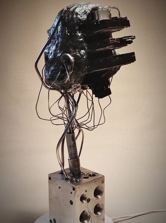 "Cyberbrain" Unique mixed media sculpture