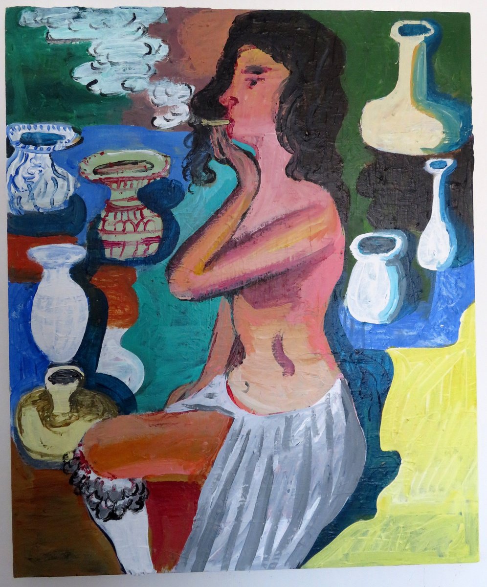 Expressive Portrait Acrylic Painting By Stephen Abela, 20 X 24", The Courtesan, Original Artwork