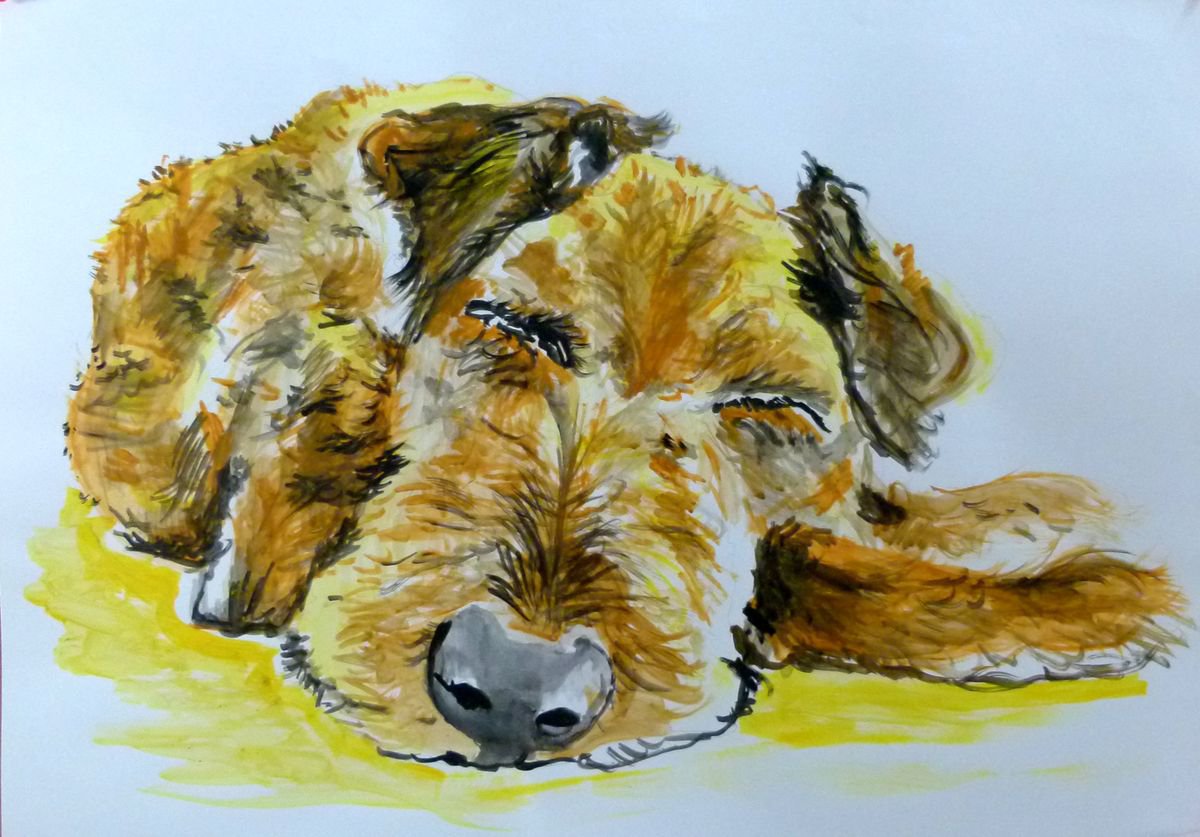 Photorealistic Animal Acrylic Painting By Soso Kumsiashvili, 33 X 24", Dog, Original Artwork