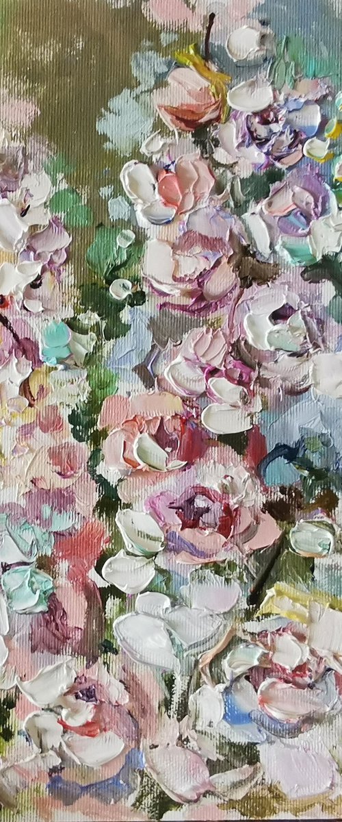 Pink Flowers Painting, original oil art by Annet Loginova