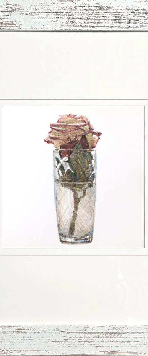 Rose in a faceted glass by Victoria Alferonok