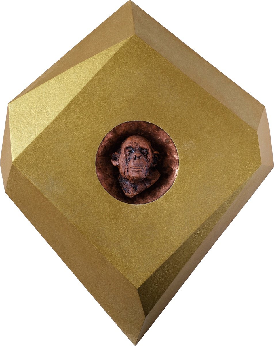 Animal Sculpture By Nikolay Marinov, 15 X 19", Golden Monkey, Original Artwork