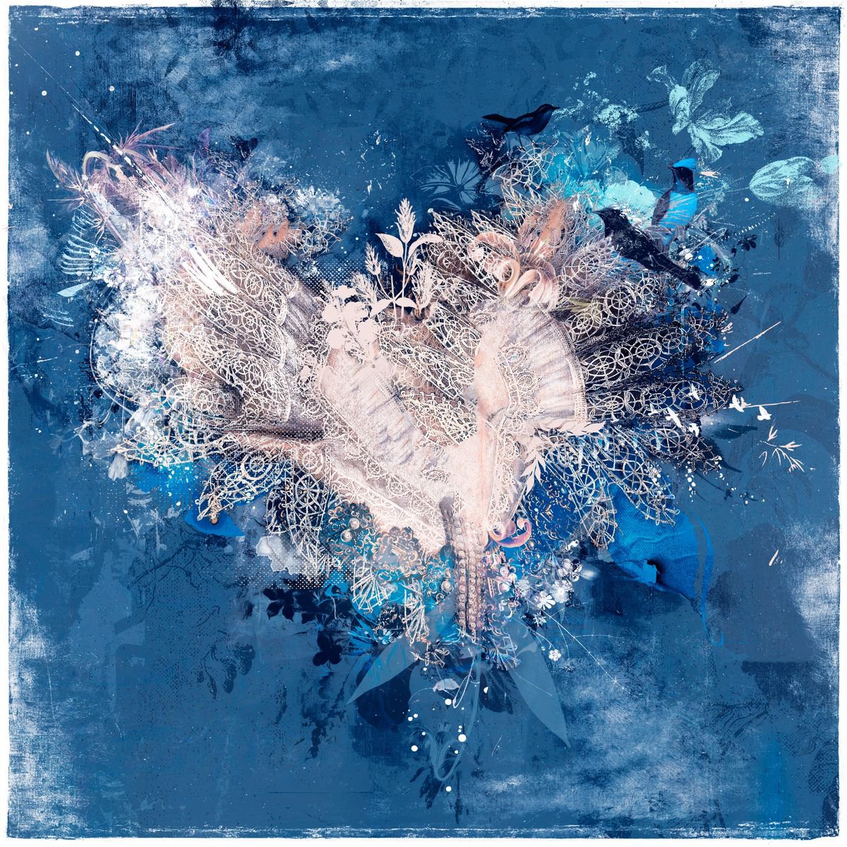 Portrait Painting By Teis Albers, 39 X 39", Floracollar Iv, Original Artwork