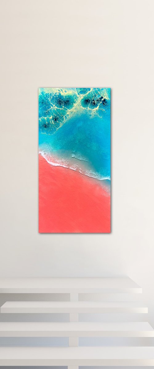 Bahamas Harbour Island - Pink sand beach painting by Ana Hefco